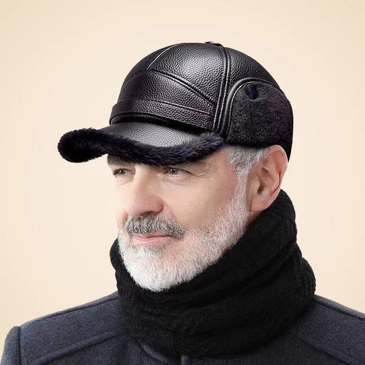 🧢 Мъжка зимна шапка от плоска кожа